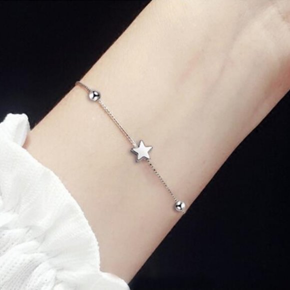NEW 925 Sterling Silver Simple Star Bracelet - Picture 2 of 3